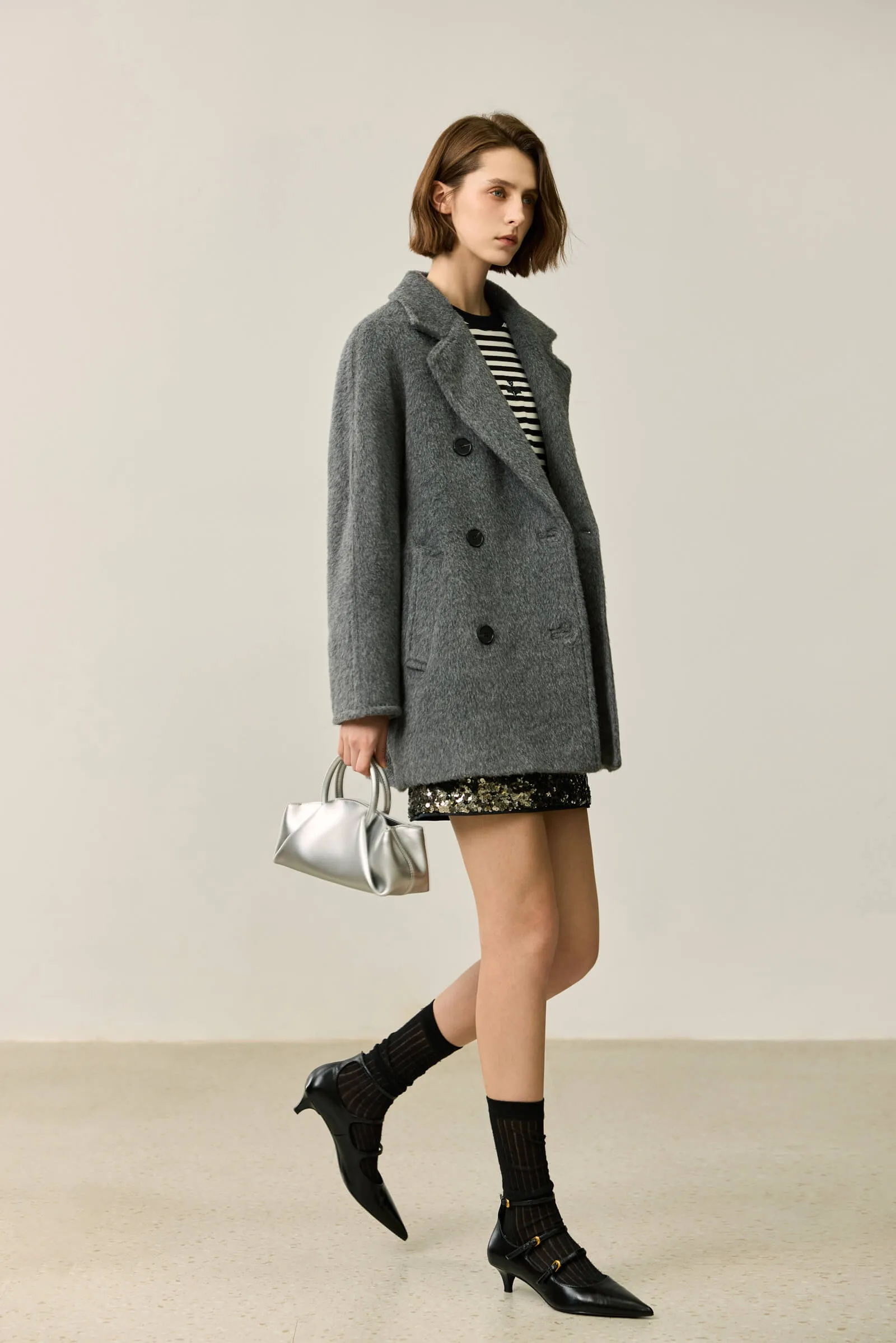 LILY Textured Oversized Blazer-Style Wool Coat