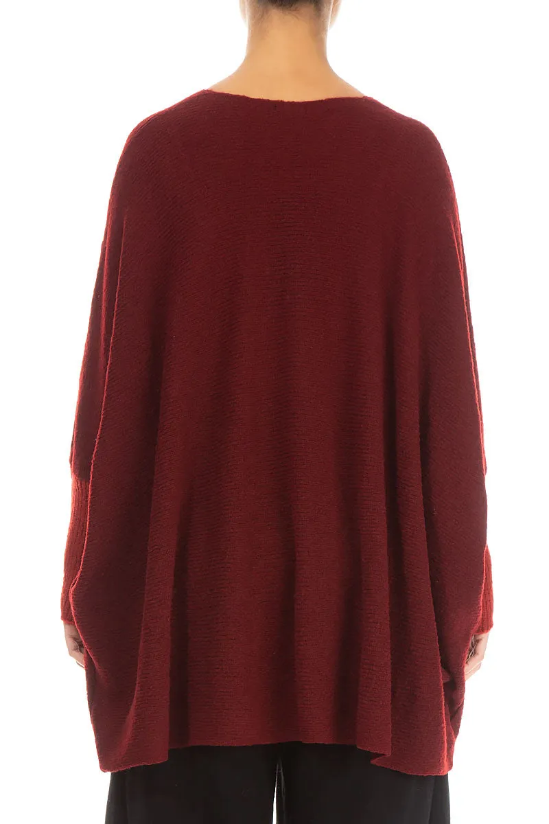 Loose Boxy Maroon Red Wool Cardigan