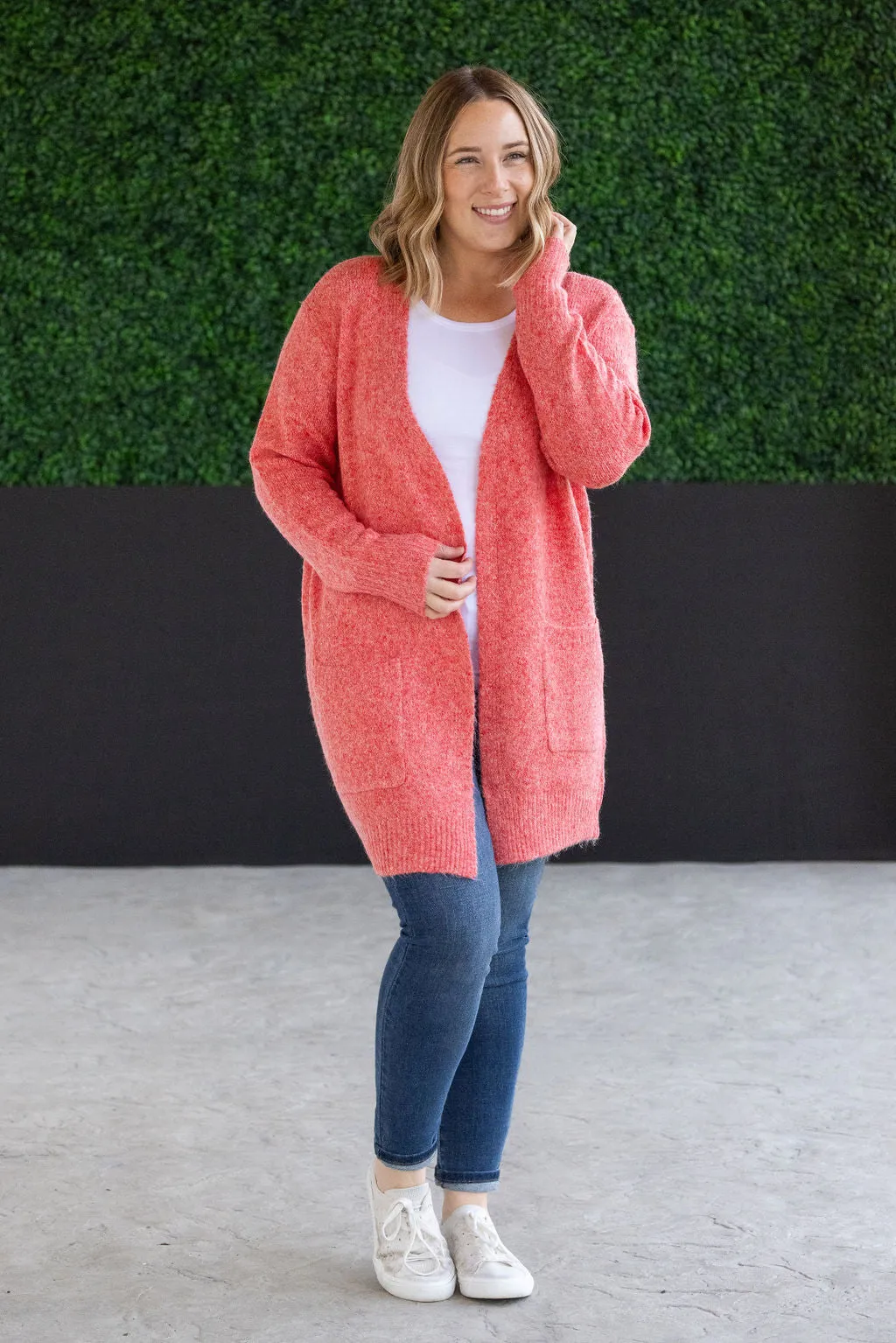 Madison Cozy Cardigan - Cherry Blush