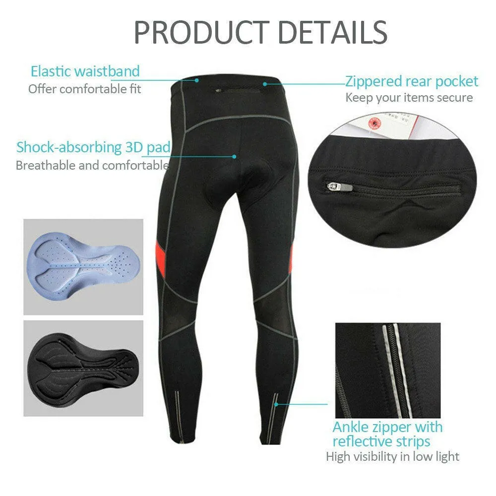 Men's Thermal Running Tights Athletic Cycling Pants Fleece Cold Weather Outdoor Bike Cycling Trousers