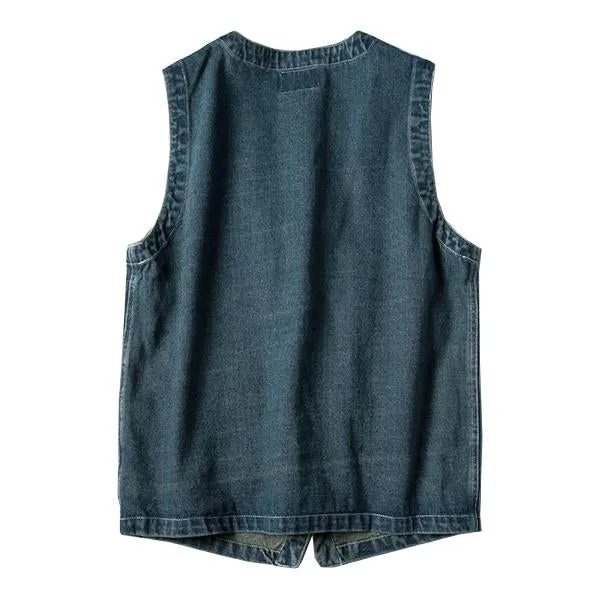 Men's Vintage Washed Workwear Denim Vest 16361691M