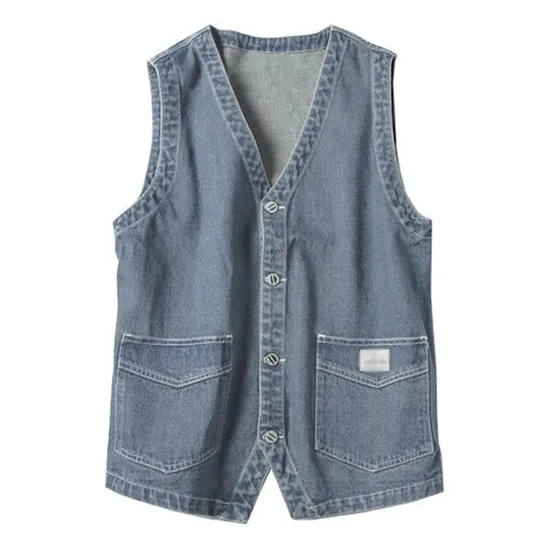 Men's Vintage Washed Workwear Denim Vest 16361691M