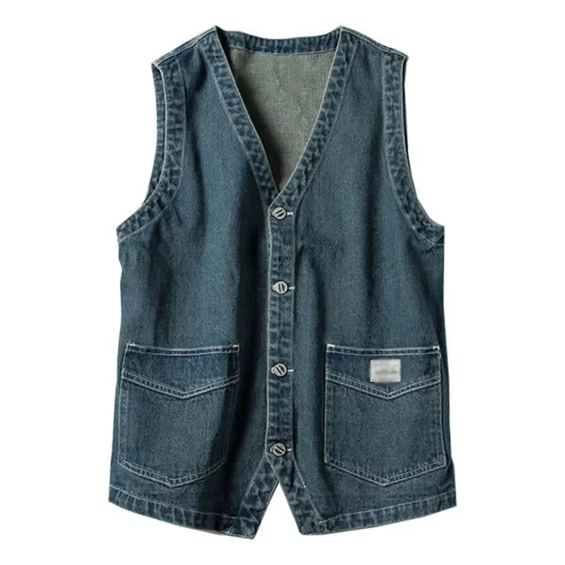 Men's Vintage Washed Workwear Denim Vest 16361691M