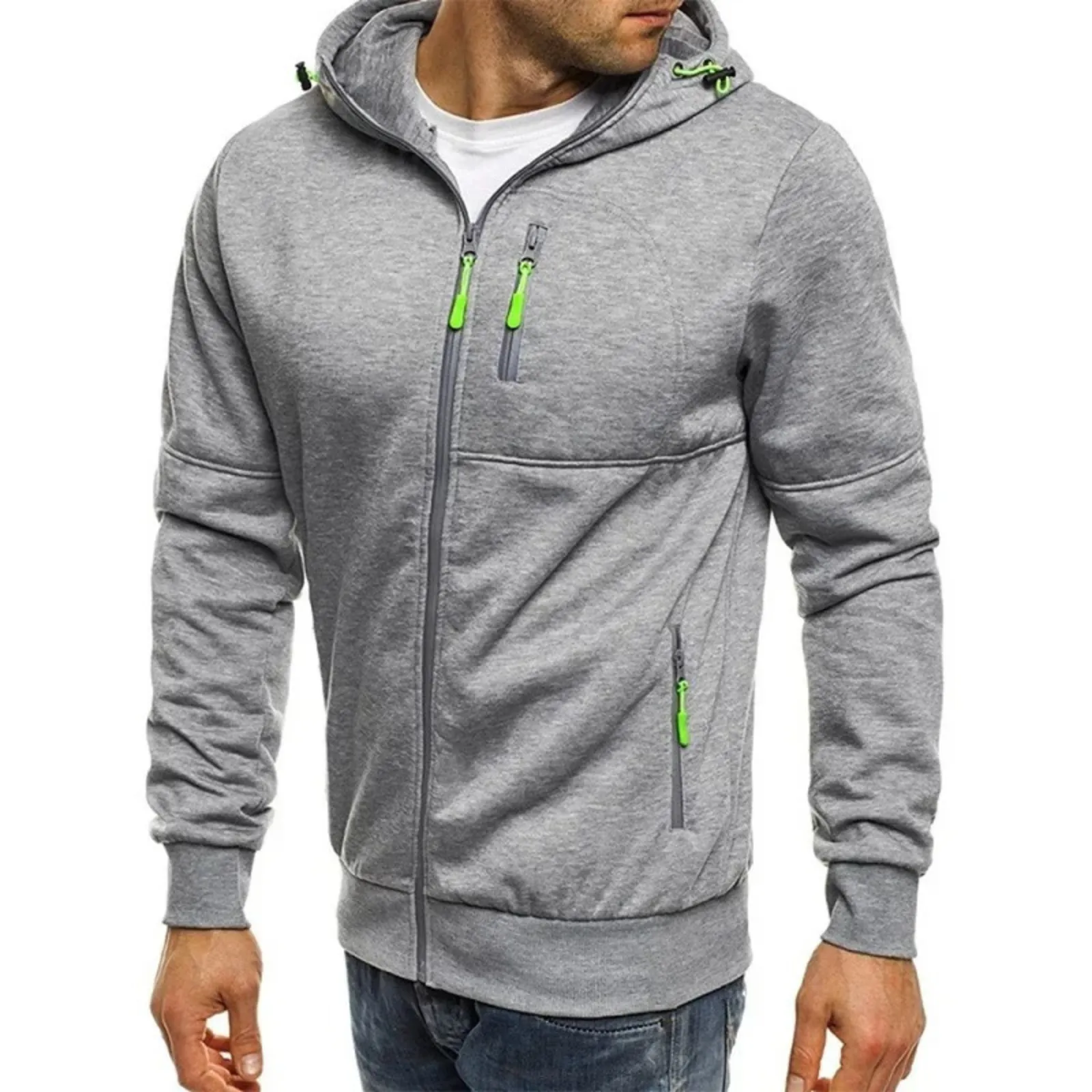 Men's Zipper Hoodie - Slim Fit Long Sleeve Sweatshirt, Casual Sportswear Jacket for Active Wear