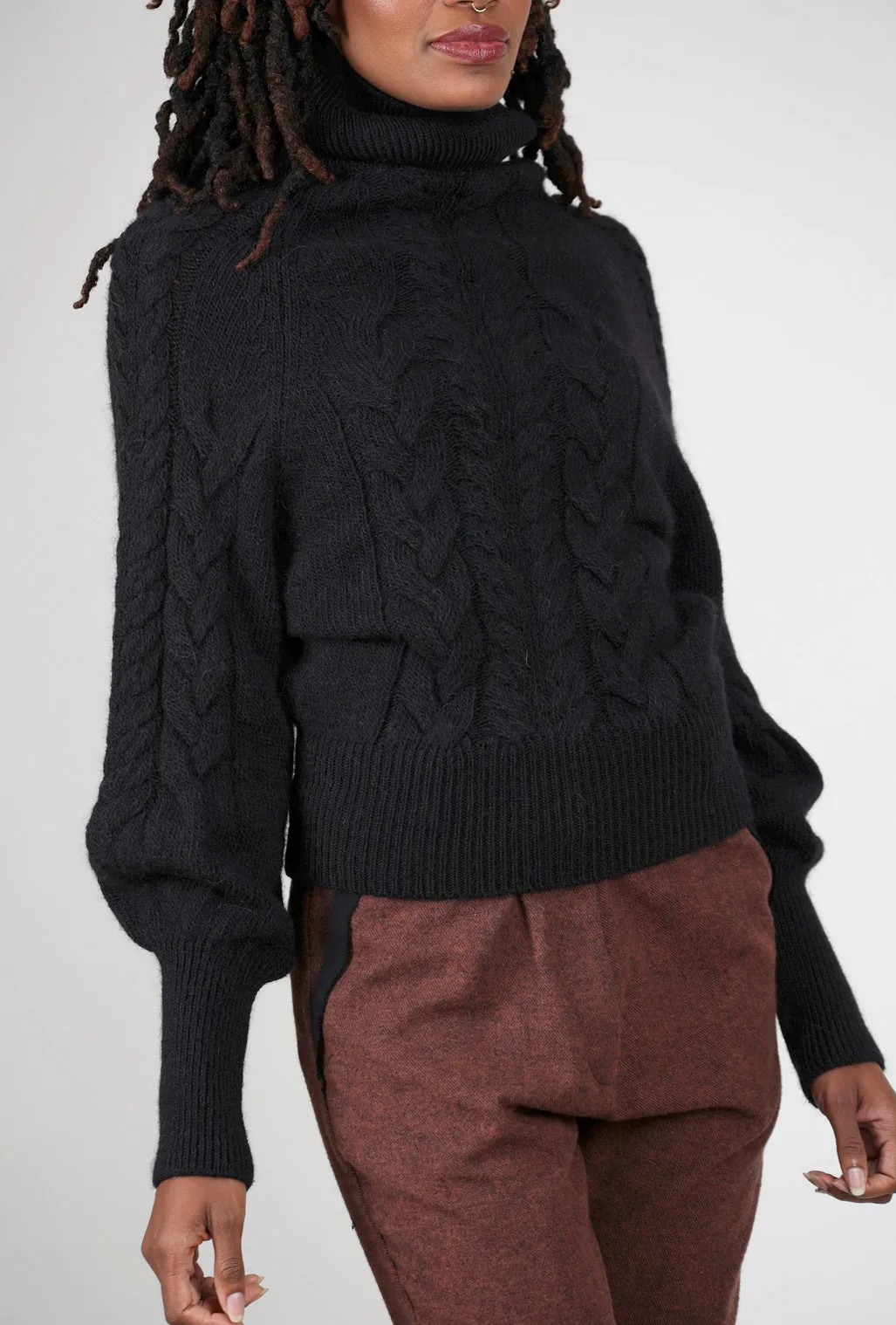 Muffo Cable-Knit Sweater, Black