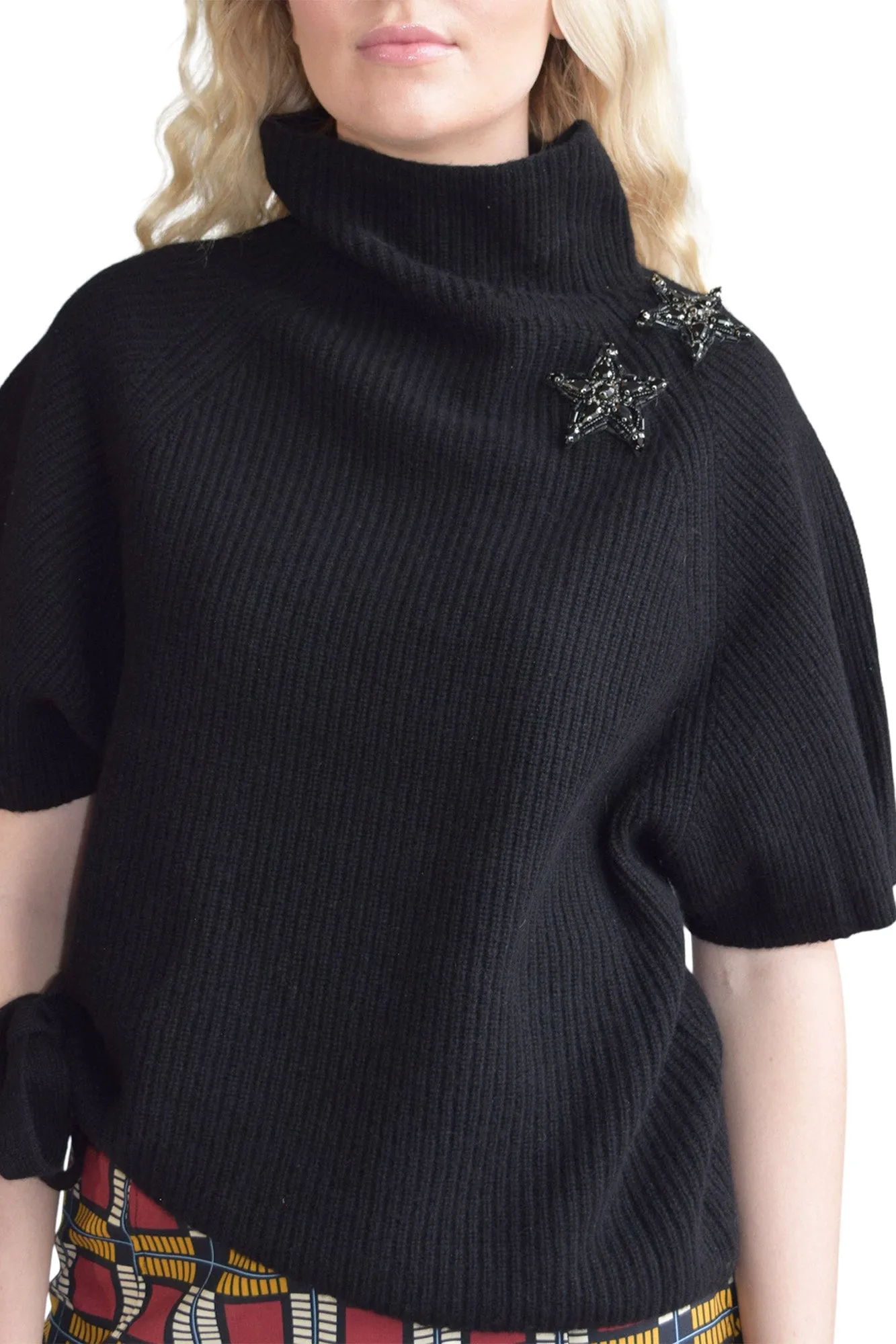 Never A Wallflower Seeing Stars Sweater Black with Black Stars