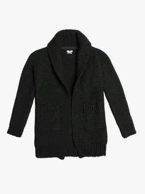 Oversized Shawl Collar Wool Blend Cardigan Army Green