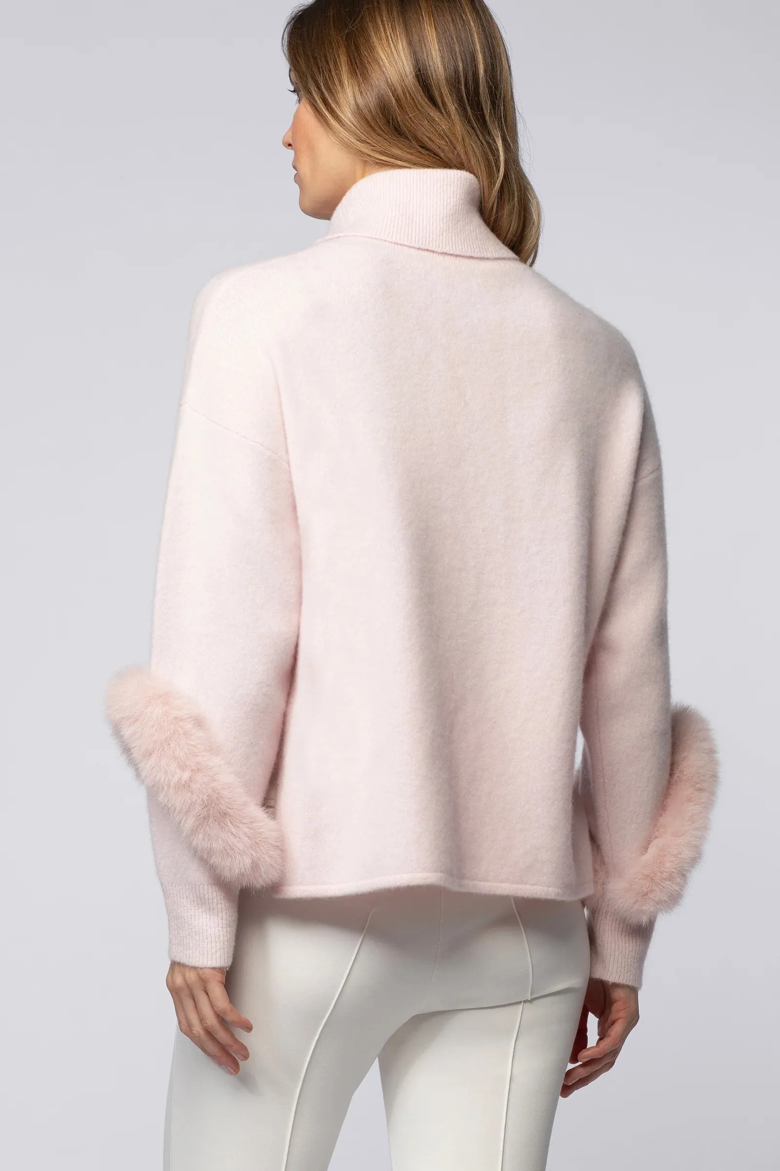 Peyton Chamallow Cashmere Sweater With Fur Cuffs