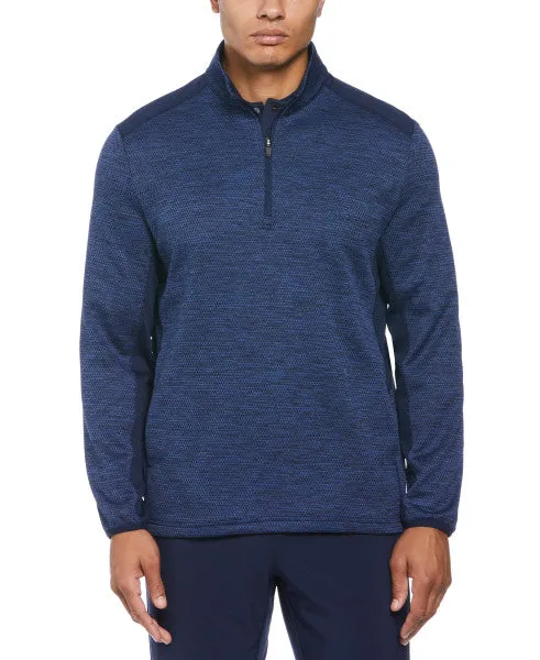 PGA Tour Mens 2 Tone Mesh Fleece Quarter-Zip Sweater