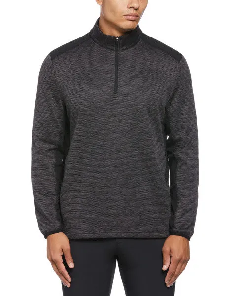 PGA Tour Mens 2 Tone Mesh Fleece Quarter-Zip Sweater