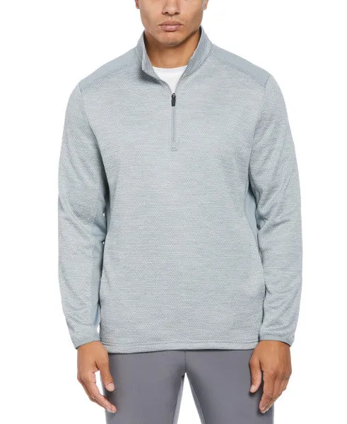 PGA Tour Mens 2 Tone Mesh Fleece Quarter-Zip Sweater