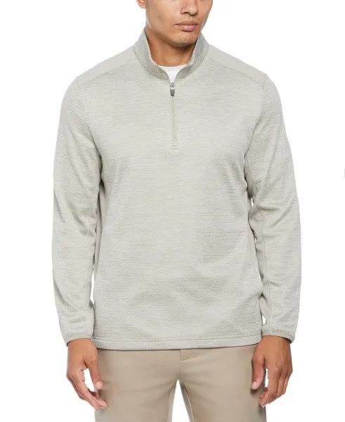 PGA Tour Mens 2 Tone Mesh Fleece Quarter-Zip Sweater