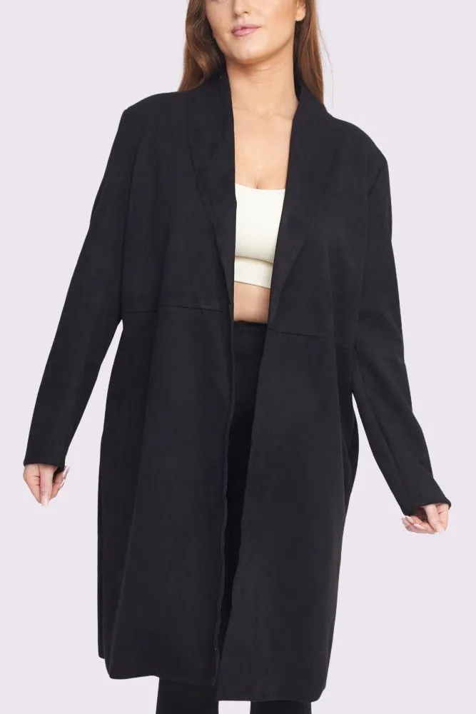 Plain Open Front Longline Blazer Cardigan