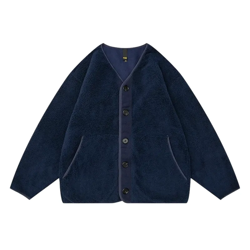 Polar fleece button front cardigan jacket