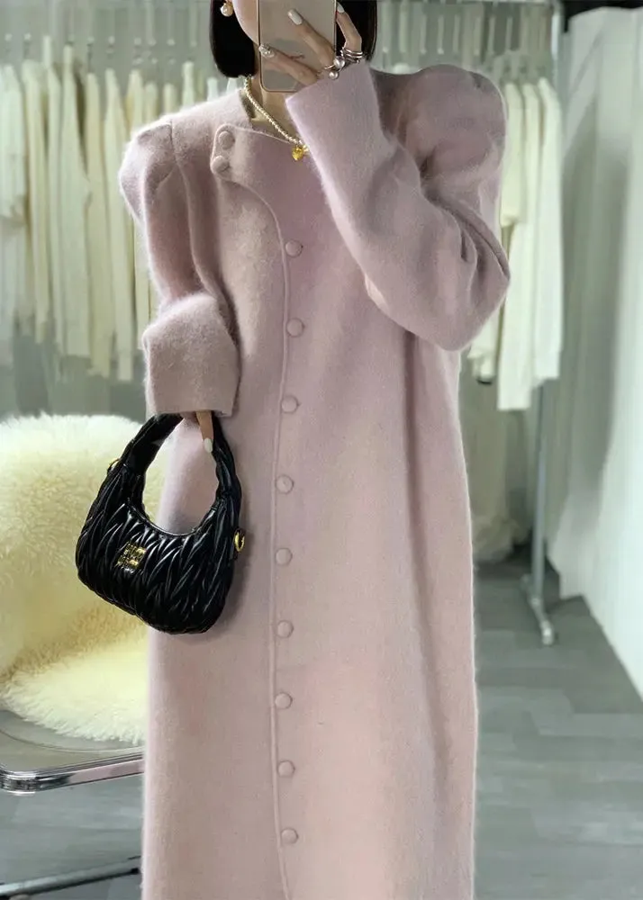 Puff Sleeve Button Woolen Coat Winter