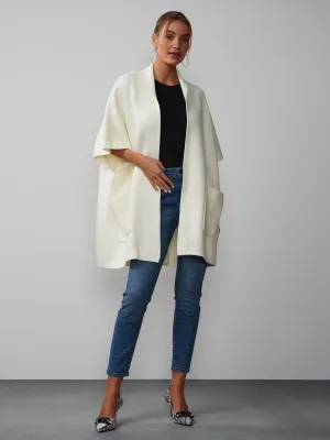 Quarter Sleeve Shawl Collar Cardigan