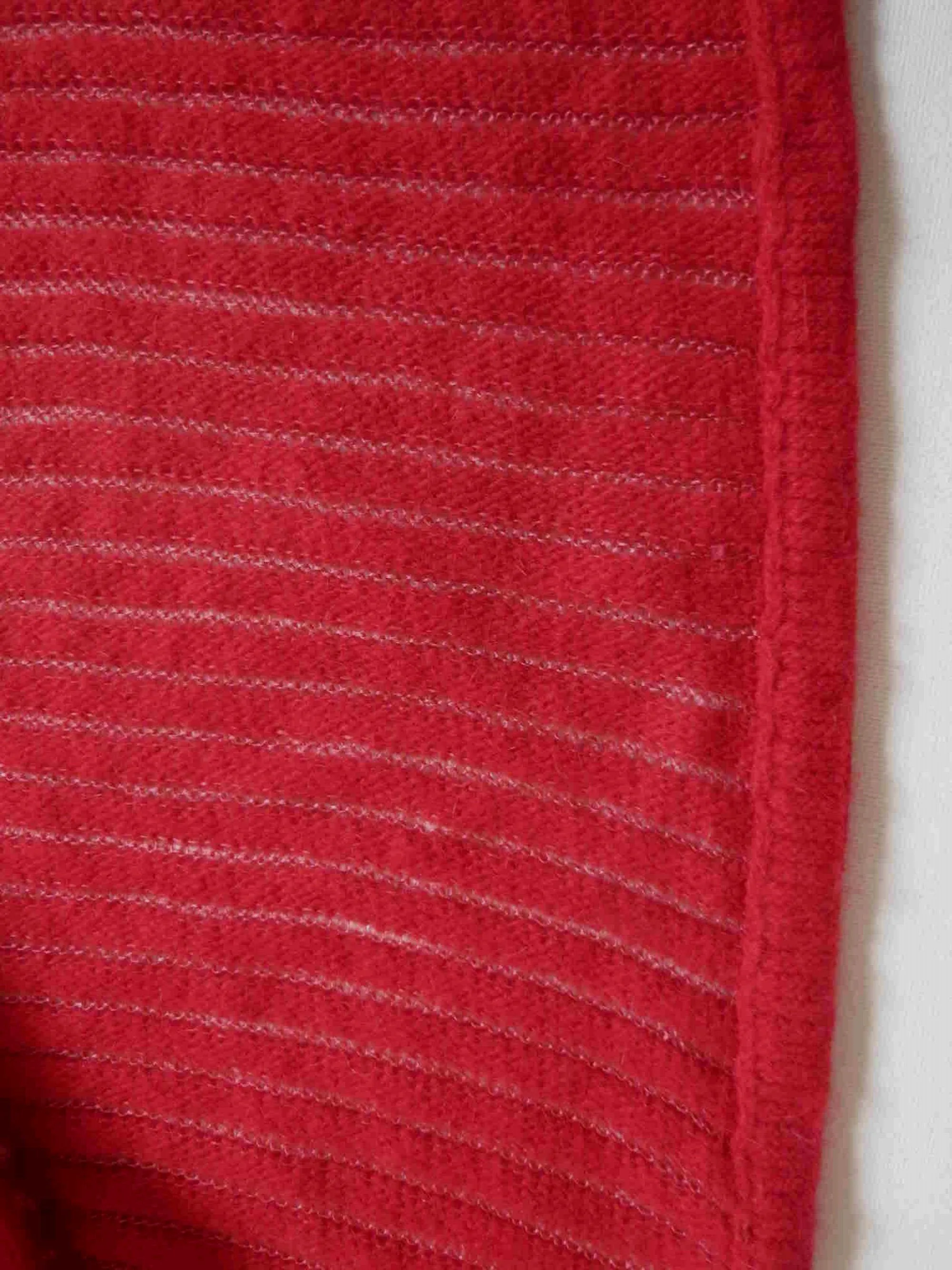 Red Lambswool Vest With Sheer Stripes - Bust 76 cm