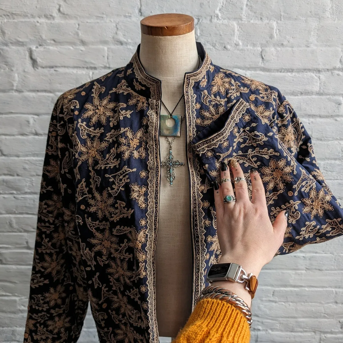 Retro 70s Floral Tapestry Blazer Chic Dark Academia Whimsygoth Shacket Jacket