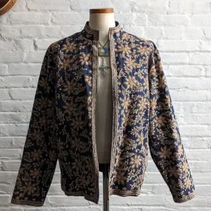 Retro 70s Floral Tapestry Blazer Chic Dark Academia Whimsygoth Shacket Jacket