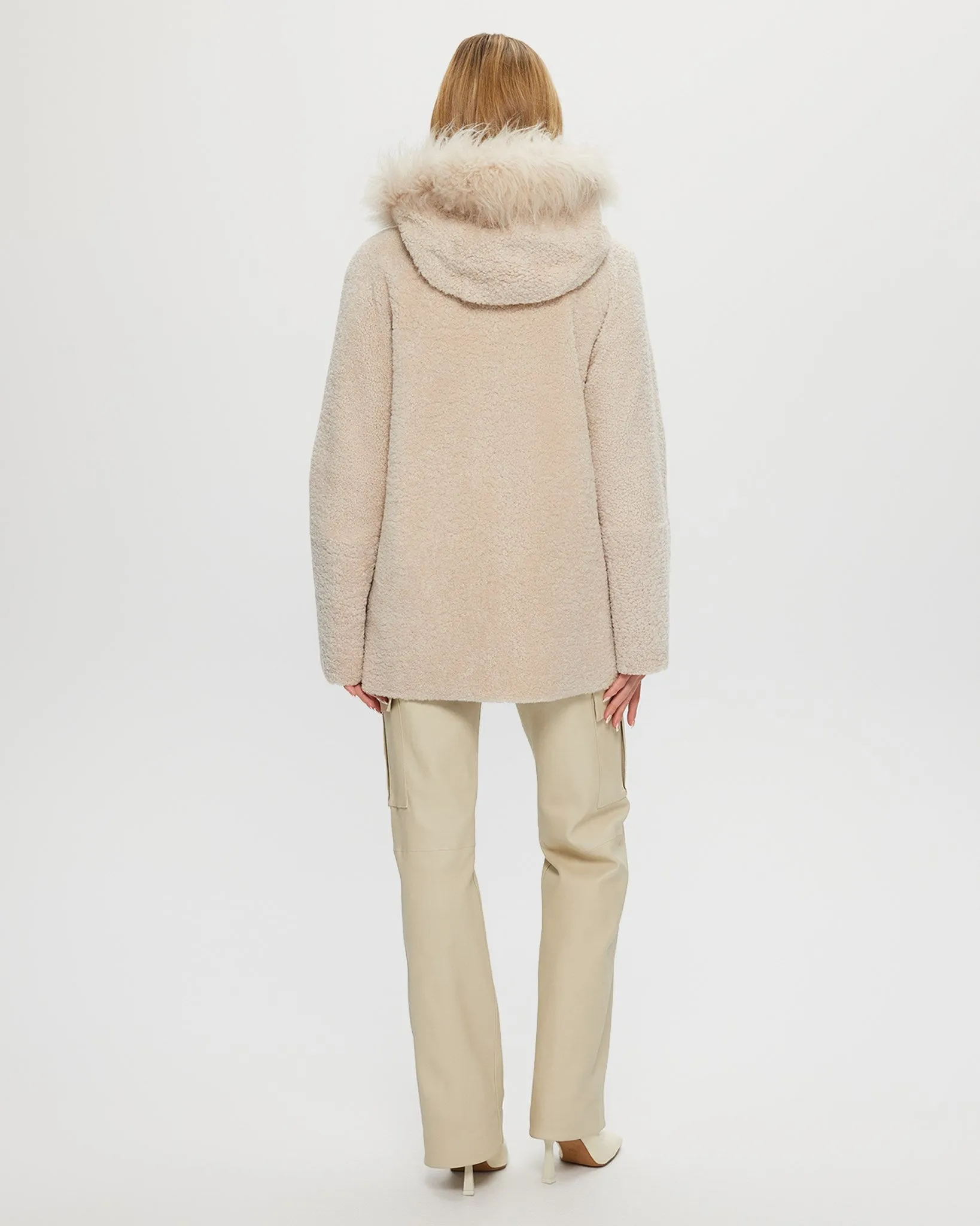 Reversible Shearling Lamb Parka with Select Cashmere Goat Hood Trim