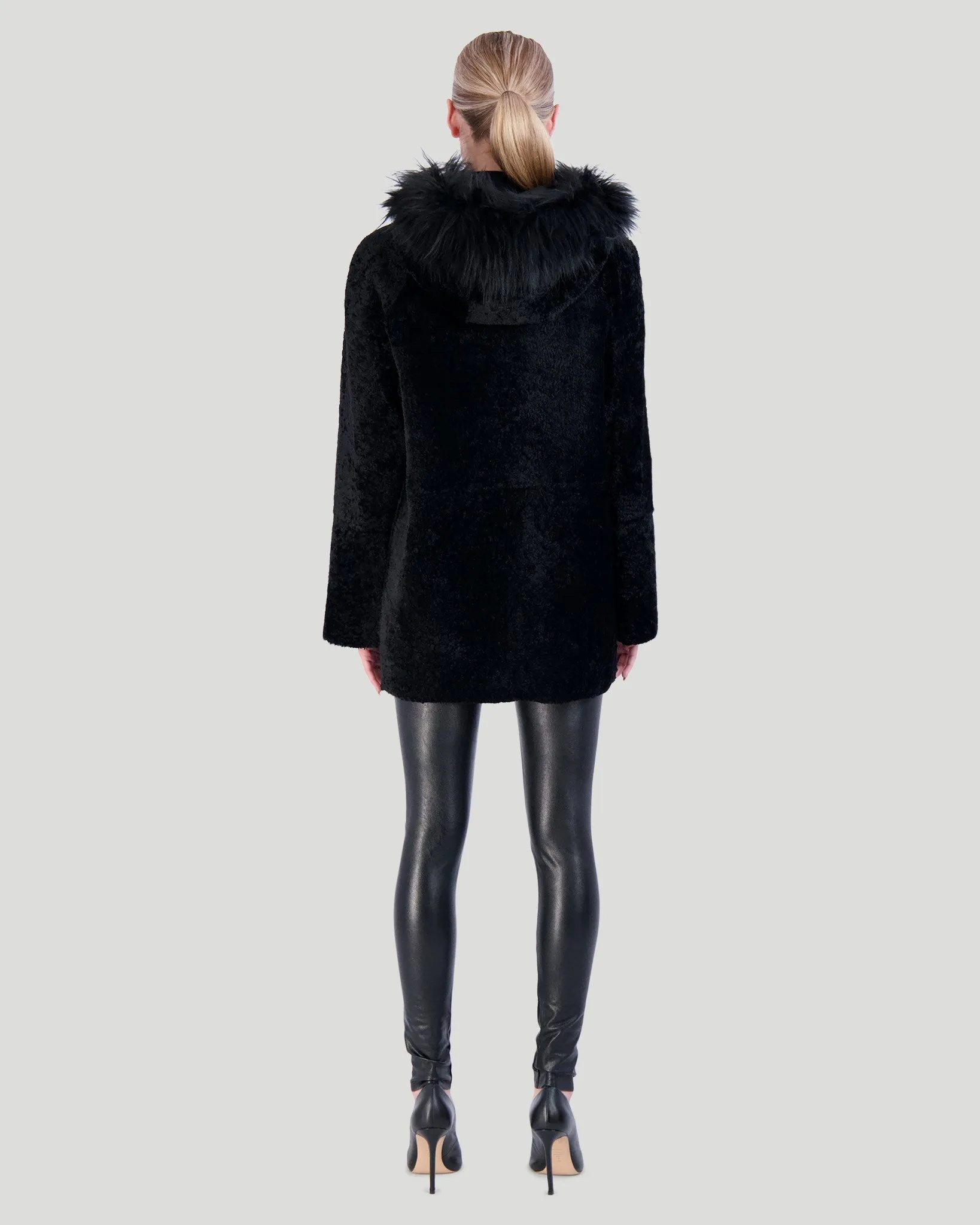 Reversible Shearling Lamb Parka with Select Cashmere Goat Hood Trim