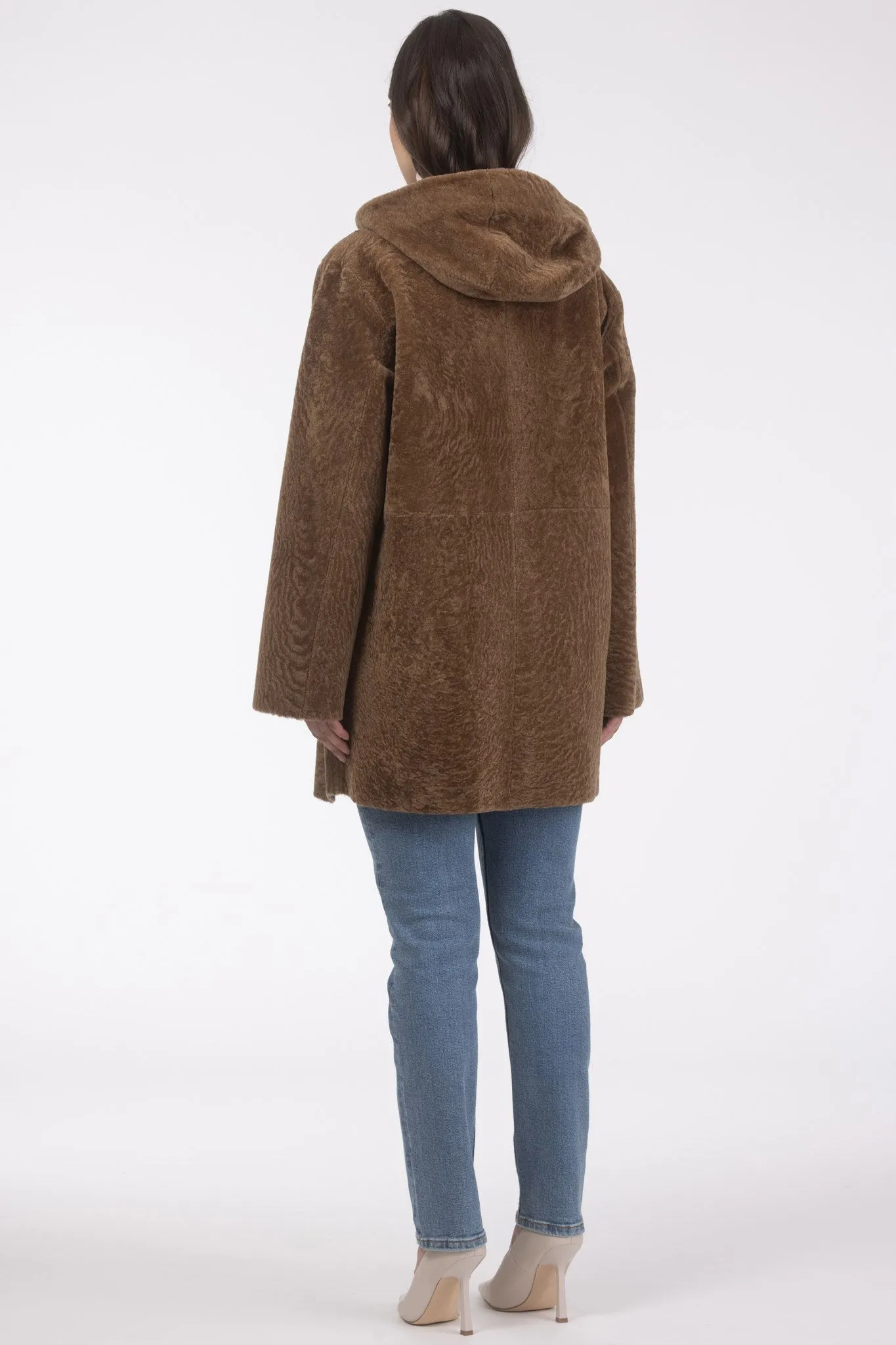 Reversible Textured Shearling Lamb Parka