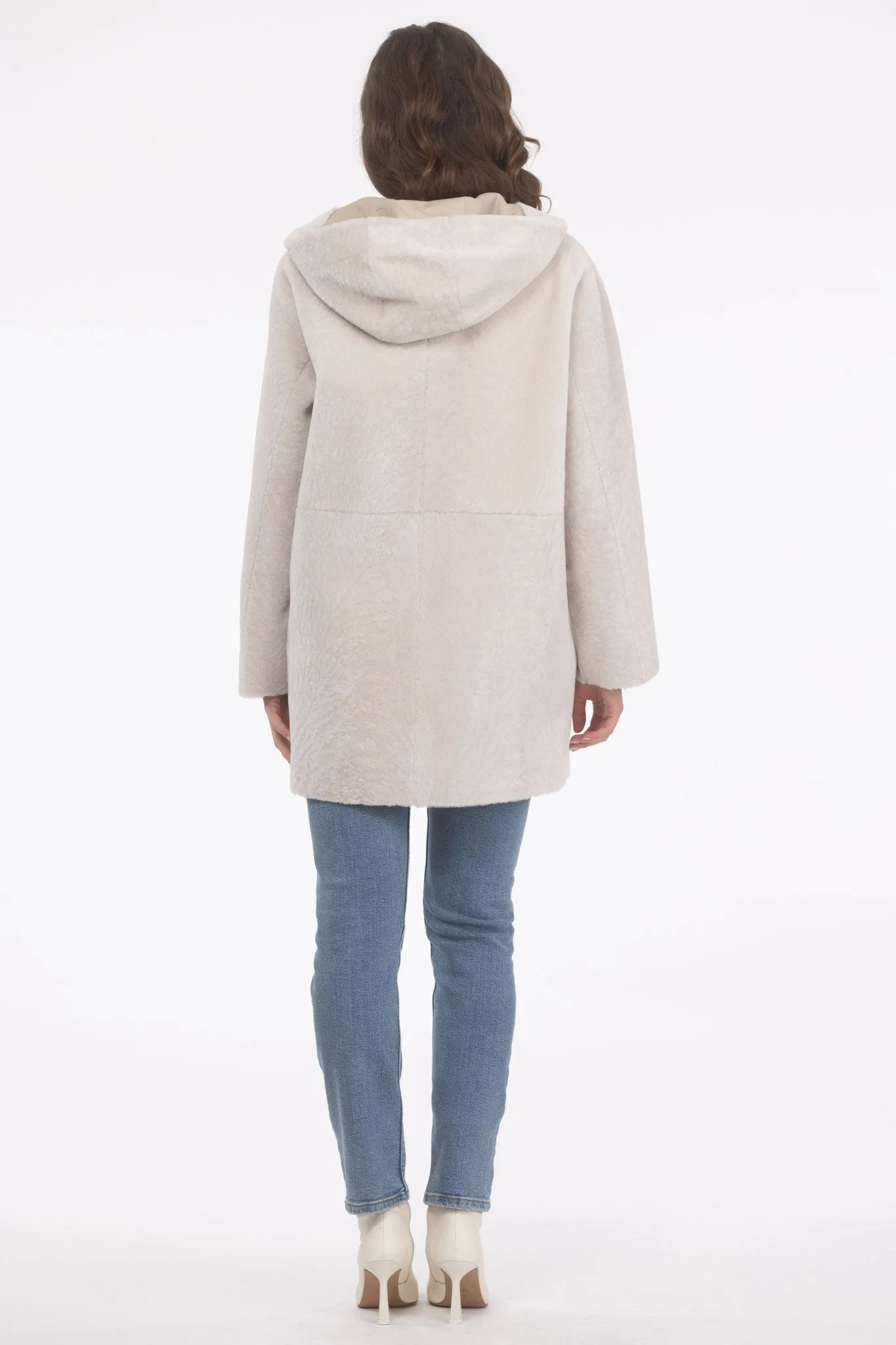 Reversible Textured Shearling Lamb Parka