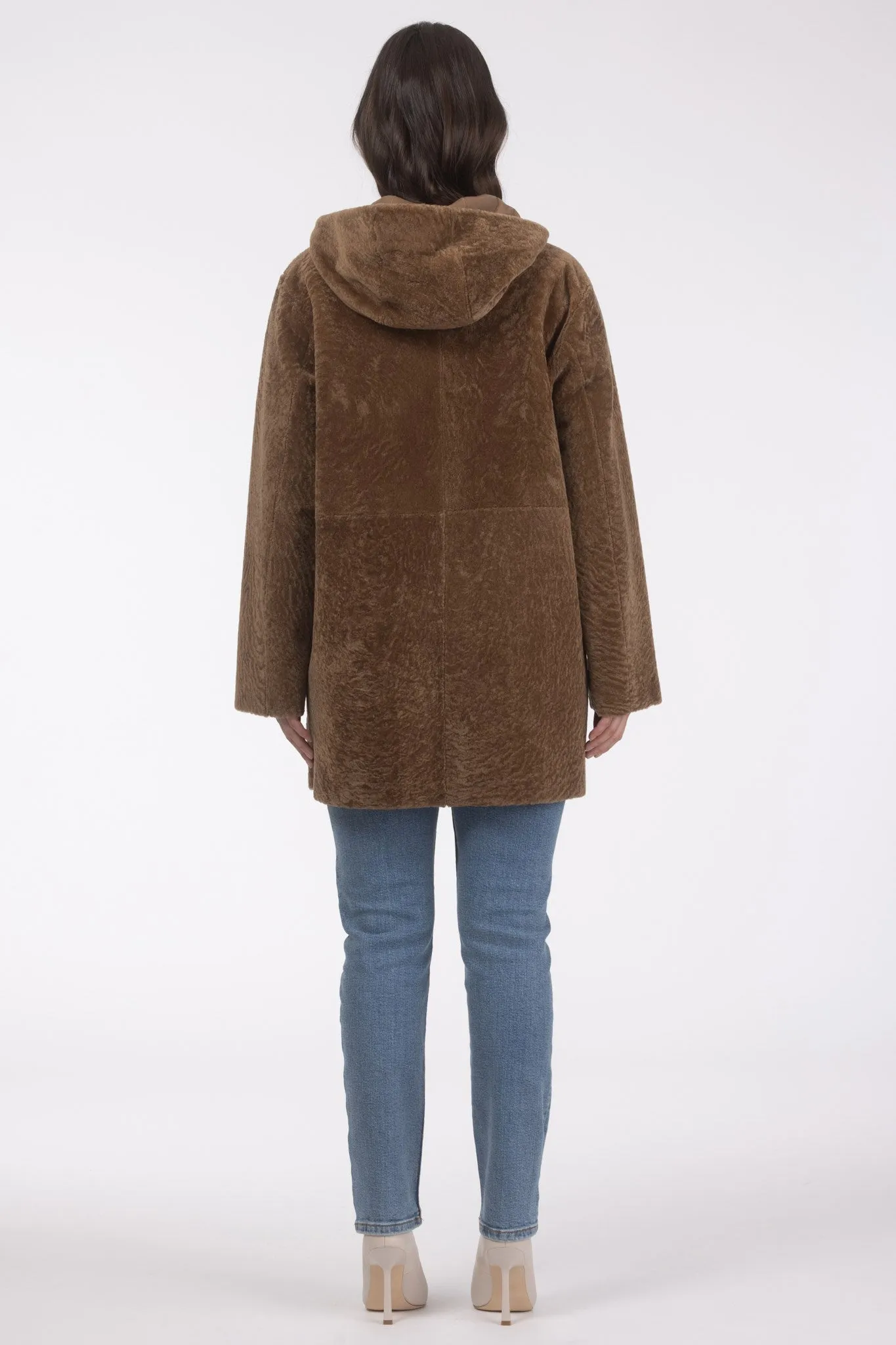 Reversible Textured Shearling Lamb Parka