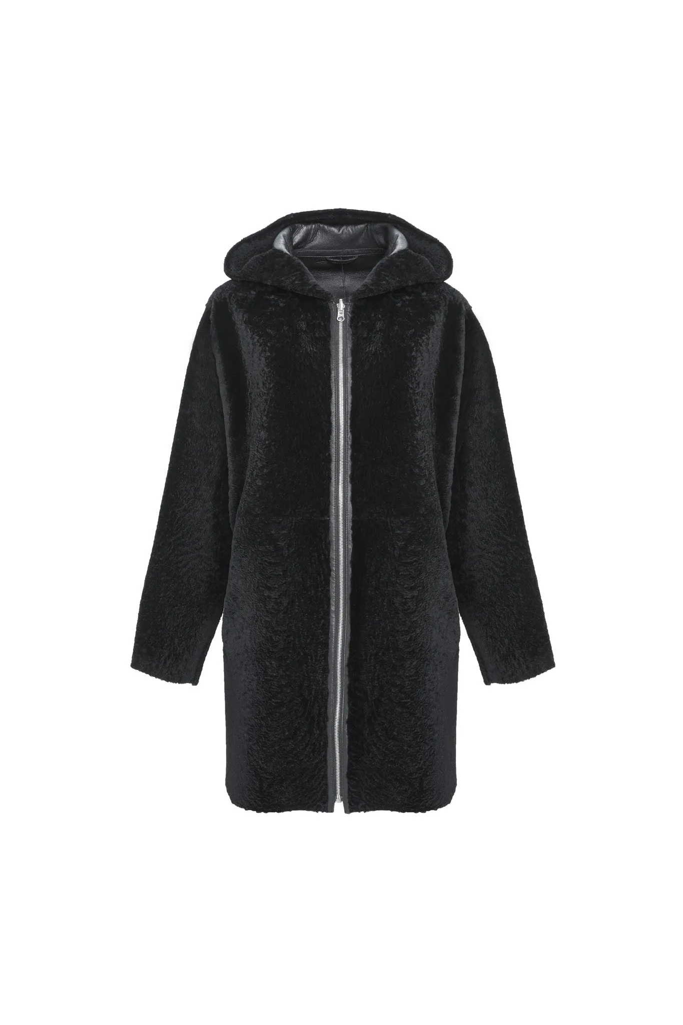 Reversible Textured Shearling Lamb Parka