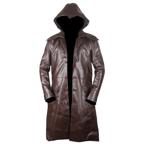 RW Authentic Sheepskin Assassins Creed Syndicate Brown Leather Coat