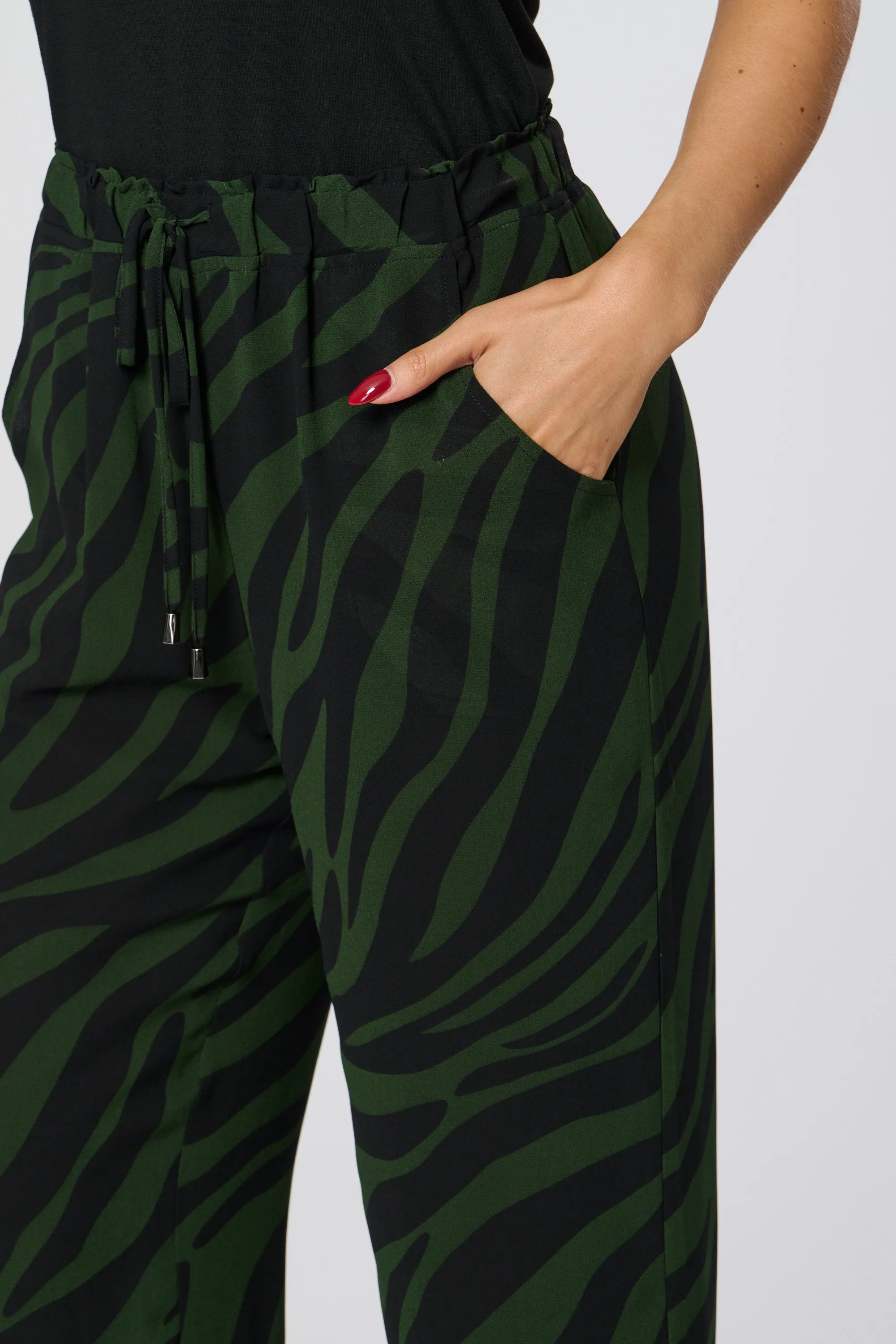 Saloos Zebra Print Lined Trousers with Side Pockets