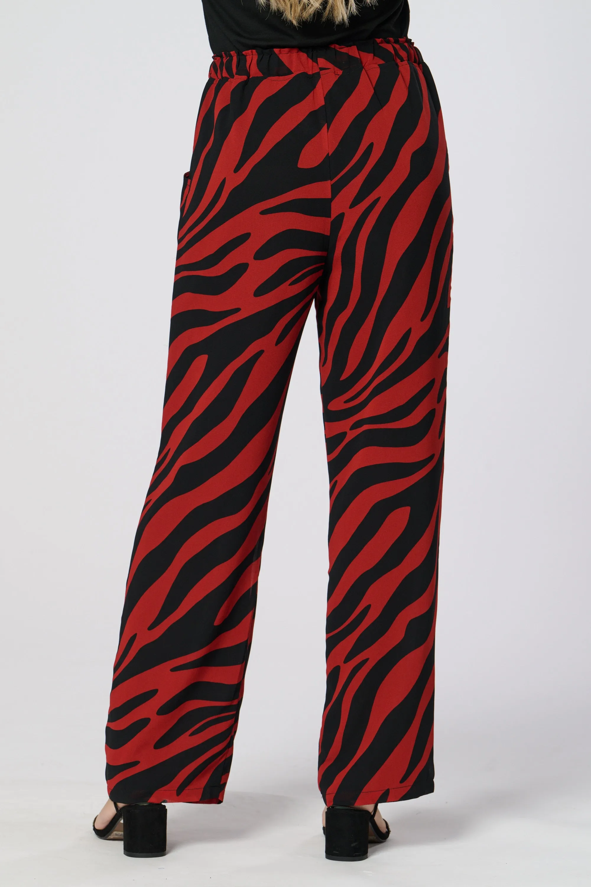 Saloos Zebra Print Lined Trousers with Side Pockets