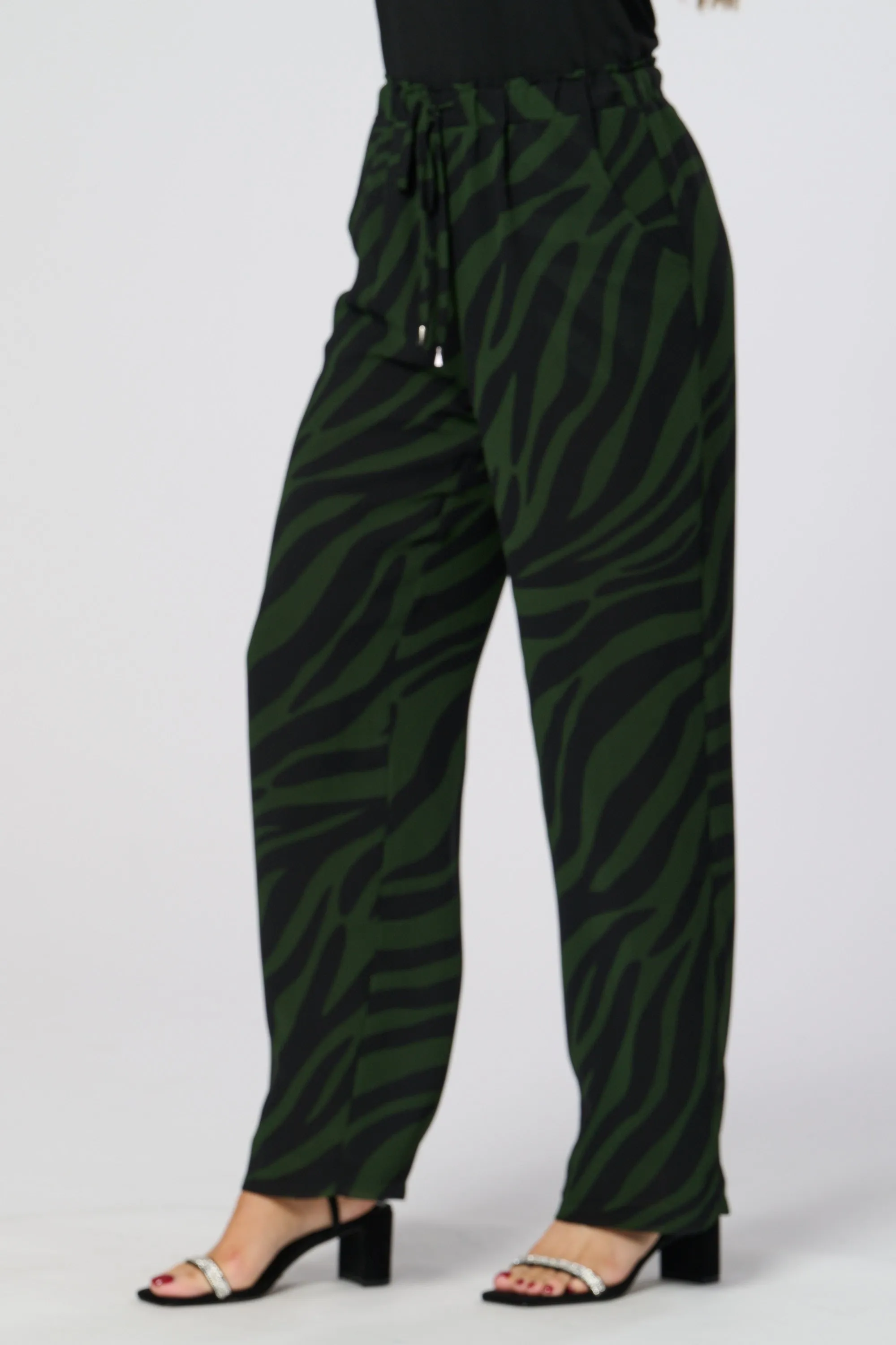 Saloos Zebra Print Lined Trousers with Side Pockets