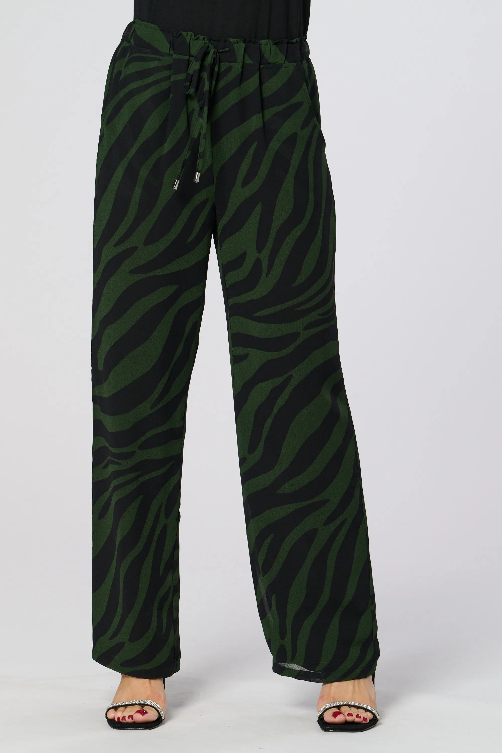 Saloos Zebra Print Lined Trousers with Side Pockets