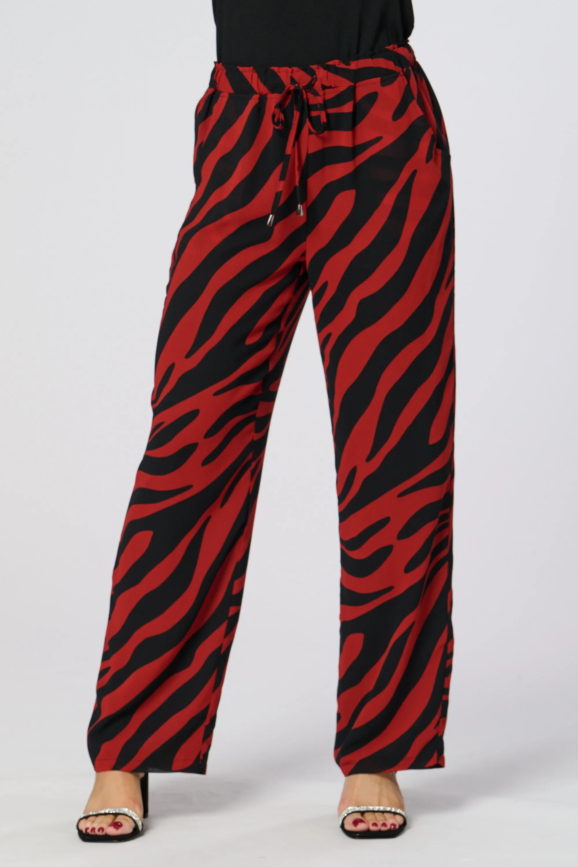 Saloos Zebra Print Lined Trousers with Side Pockets