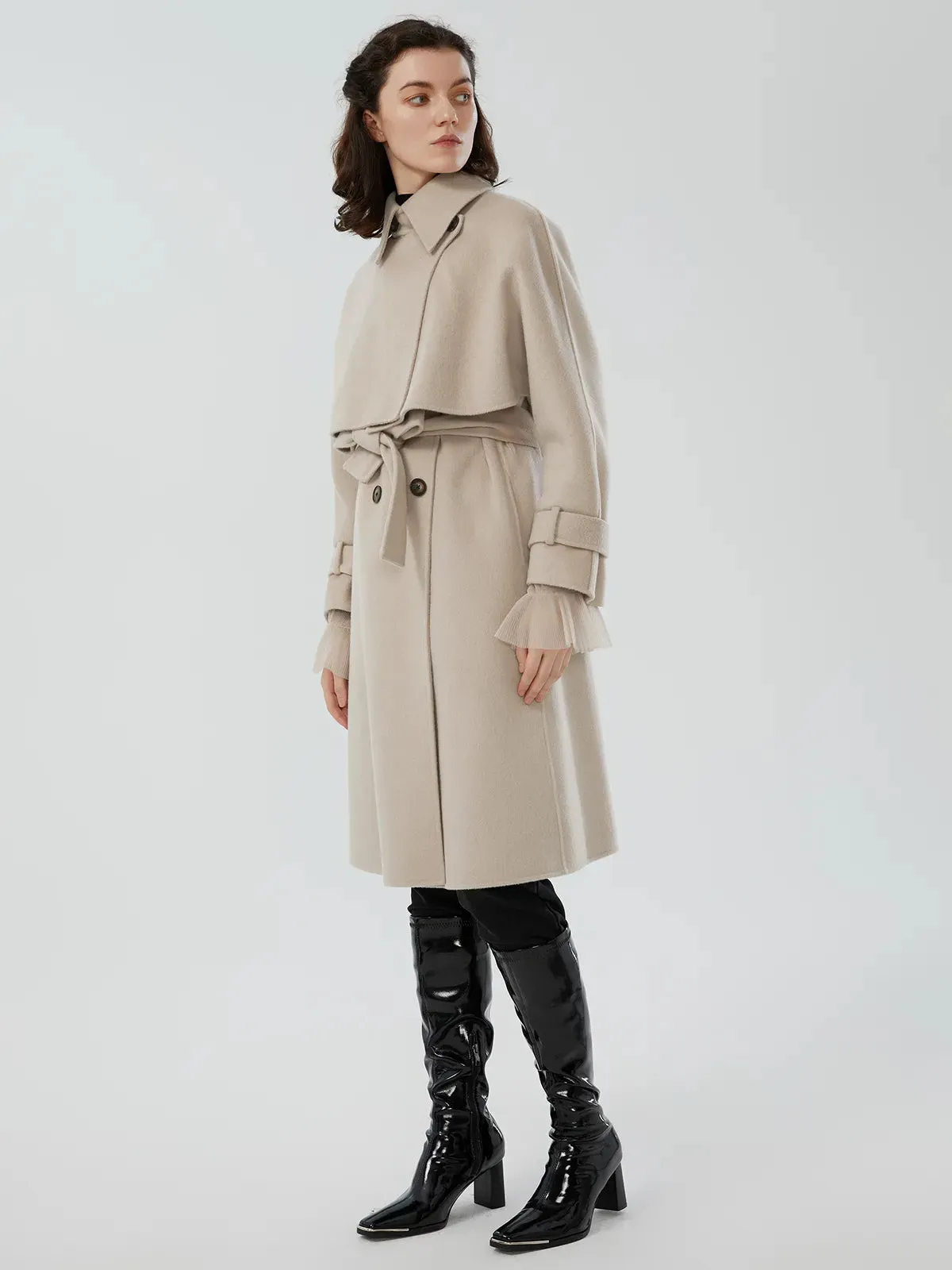 Short Coat Layer Two Piece Woolen Ensemble