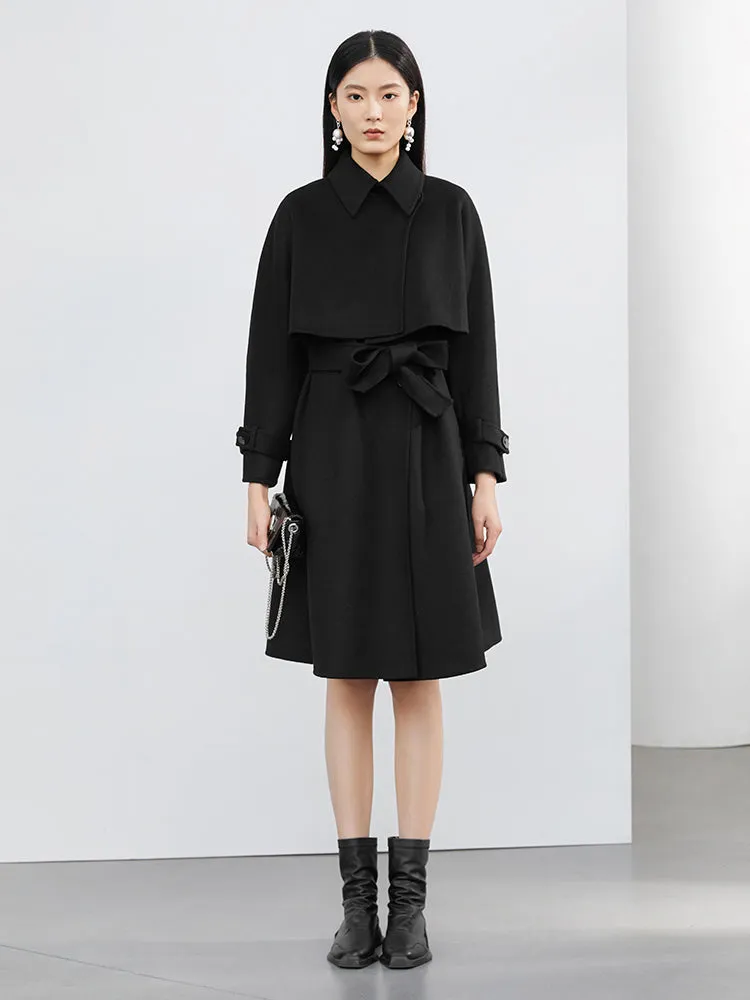 Short Coat Layer Two Piece Woolen Ensemble