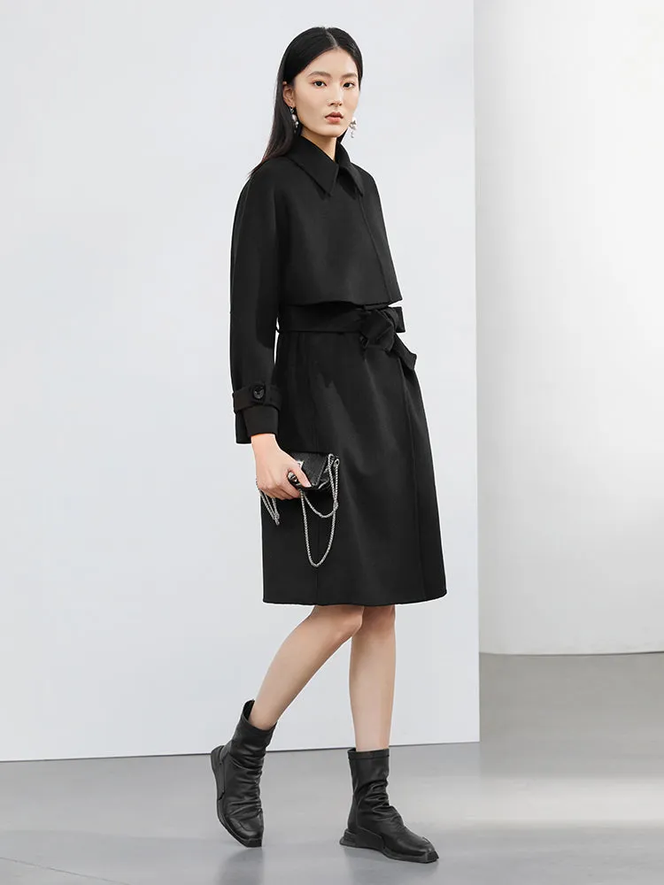 Short Coat Layer Two Piece Woolen Ensemble