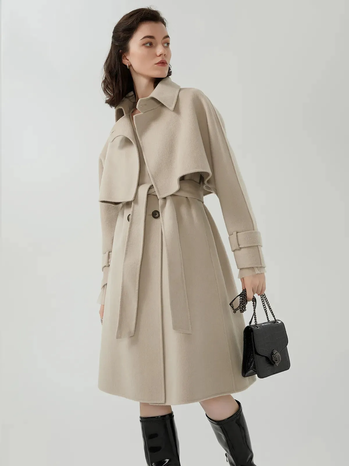 Short Coat Layer Two Piece Woolen Ensemble