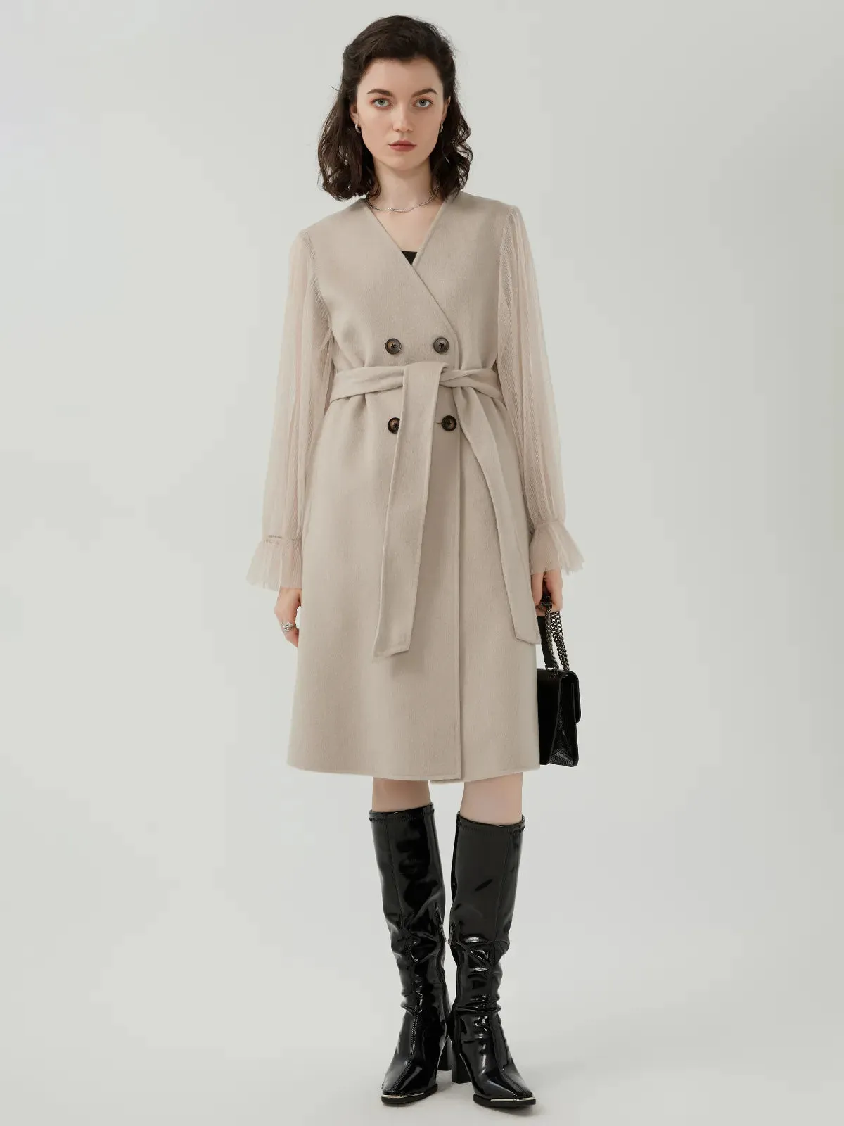 Short Coat Layer Two Piece Woolen Ensemble