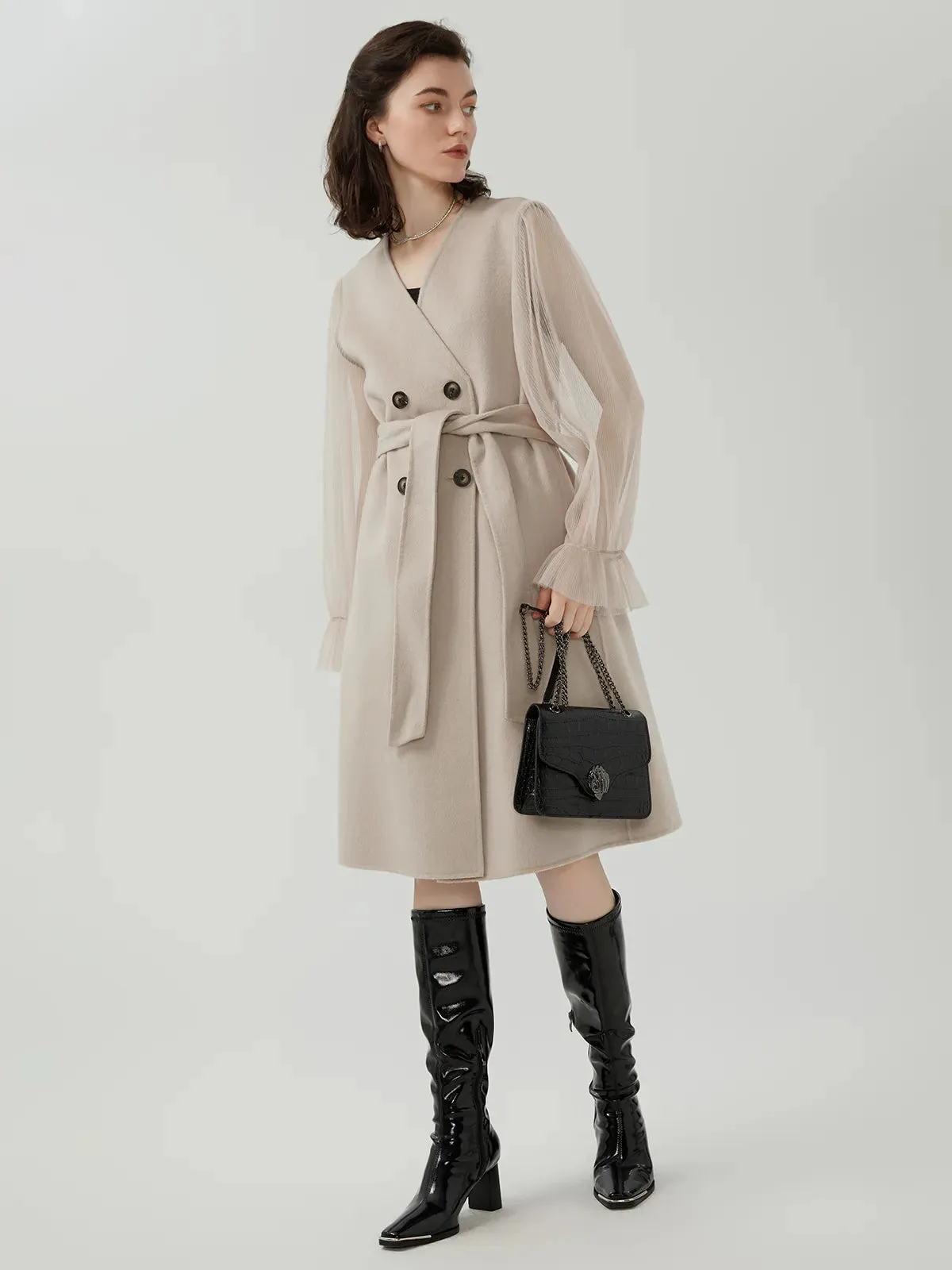 Short Coat Layer Two Piece Woolen Ensemble