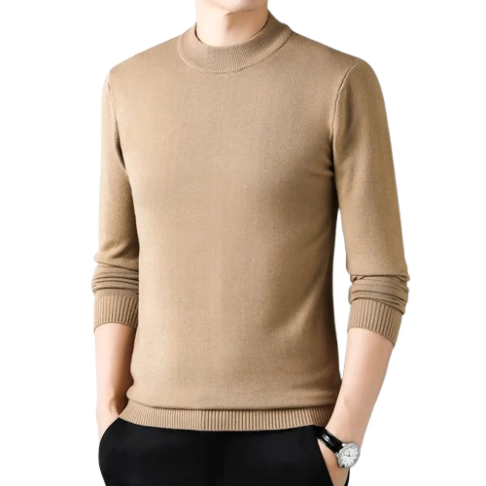 Stylish Men's Sweater - Winter Warm Knit Pullover, Casual Solid Color, Soft Comfortable Fashion Wear