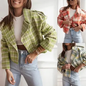 Tailored Plaid Woolen Coat