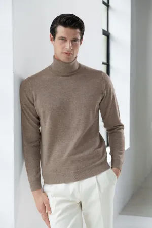 Taupe cashmere turtleneck – Made in italy