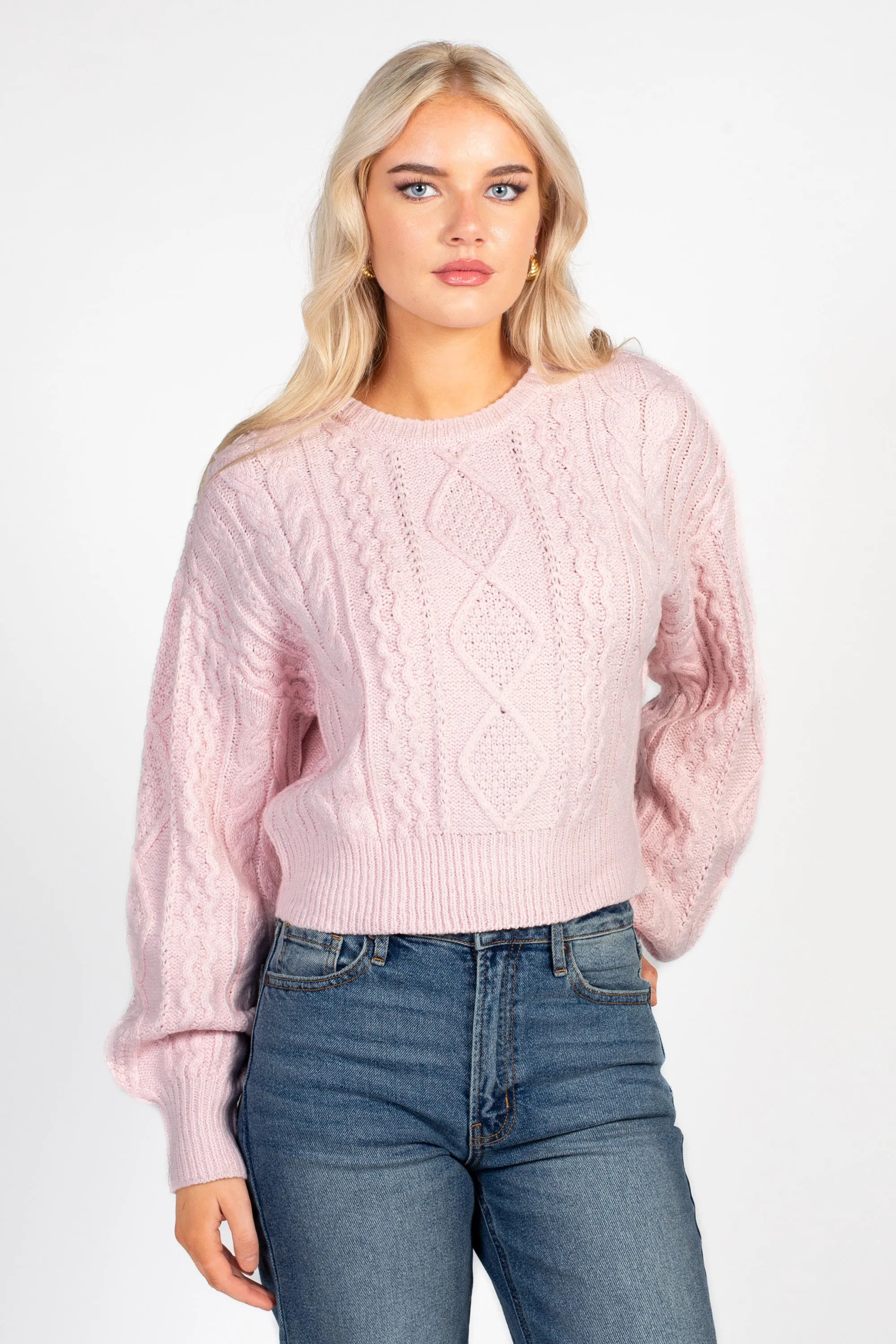 Tori Classic Cable Knit Cropped Sweater