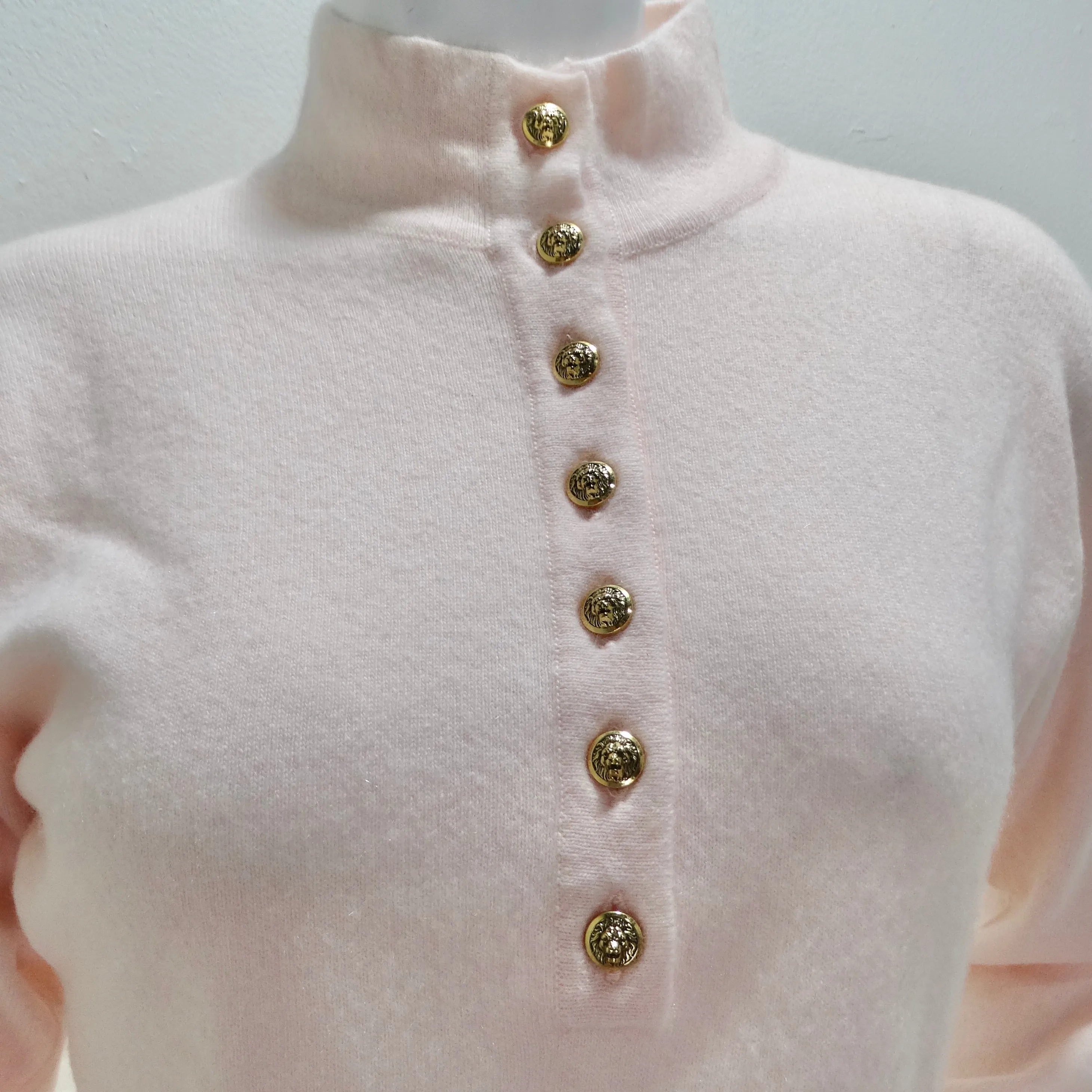 Valerie Louthan 90s Pink Cashmere Polo Sweater