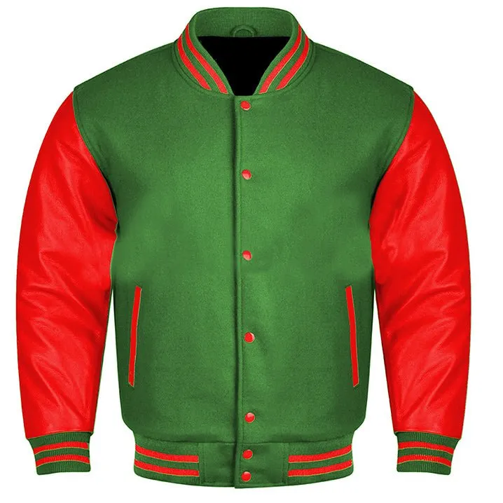 Varsity Jacket - Forest Green Red