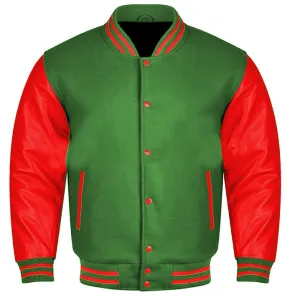 Varsity Jacket - Forest Green Red