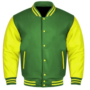 Varsity Jacket - Forest Green - Yellow