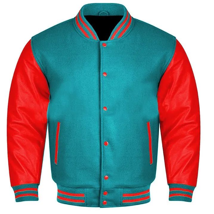 Varsity Jacket - Sky Blue Red